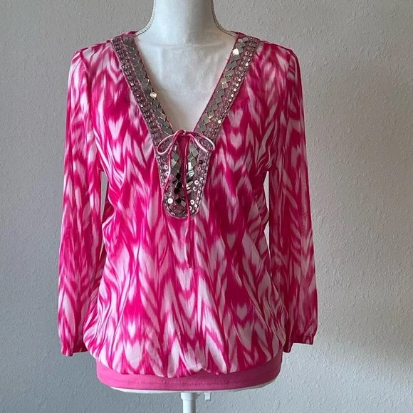 New, INC International Concepts INC, Women Embellished Peasant Top - Picture 2 of 7